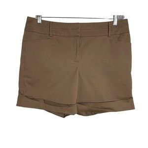 7th Avenue Women's Size 14 Taupe Cuffed Flat Front Chino Khaki Shorts